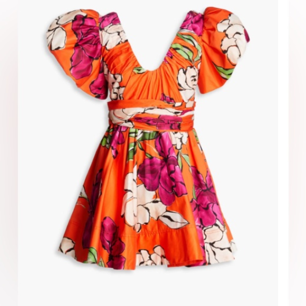AJE Gretta floral-print cotton mini dress size 4